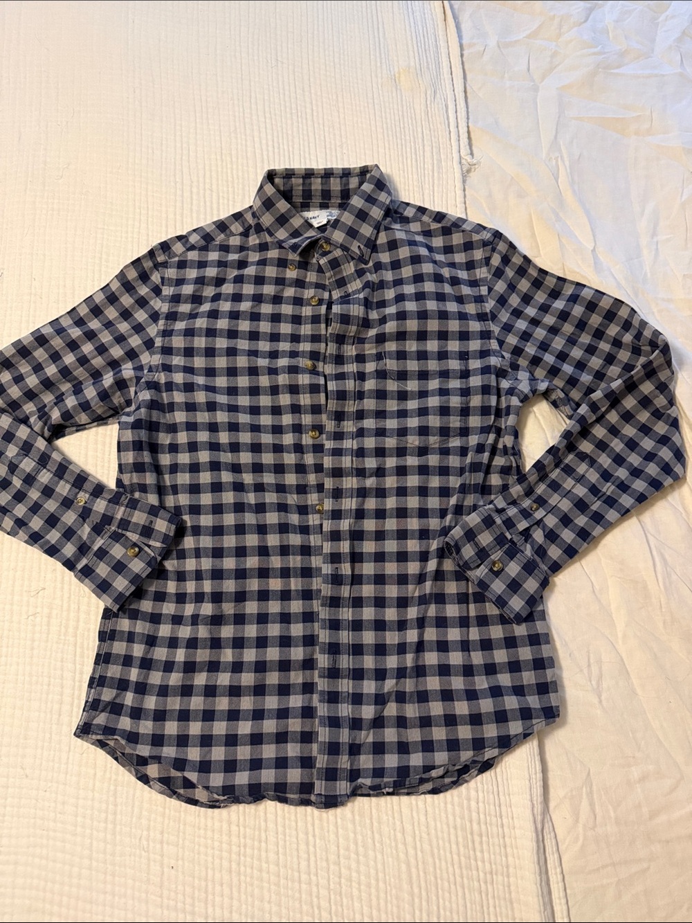 Old Navy Navy and Gray Check Button-Down Shirt